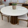 Mesa de Jantar Redonda 1,15m 4 Lugares Dalla Costa 100% Mdf Cor:off White com Freijó - 1