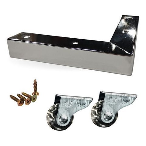 Kit C/4 Pé Cantoneira Cromado 3cm Aço-carbono + 2 Rodízios Cromado