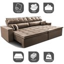 Ver imagem 4 de Sofá Retrátil e Reclinável 3,12m Luxos Cama Inbox Velusoft Castor