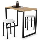 Ver imagem 3 de Conjunto Mesa de Cozinha Prattica Industrial 90cm com 2 Banquetas F02 Nature/Branco - Mpozenato