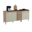 Ver imagem 2 de Kit 2 Balcões Modulados Gabinete Pia 120cm e Cooktop 70cm com Tampo Paris Fidelitá Nogal/salinas