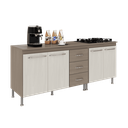 Ver imagem 2 de Kit 2 Balcões Modulados Gabinete Pia 120cm e Cooktop 70cm com Tampo Paris Fidelitá