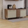 Kit 2 Balcões Modulados Gabinete Pia 120cm e Cooktop 70cm com Tampo Paris Fidelitá Nogal/salinas - 1