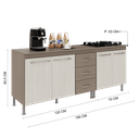 Ver imagem 3 de Kit 2 Balcões Modulados Gabinete Pia 120cm e Cooktop 70cm com Tampo Paris Fidelitá