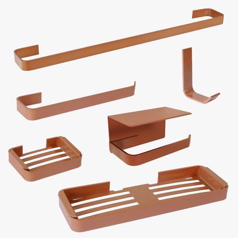 Kit Acessórios para Banheiro Rose 6 Peças C/ Suporte Celular