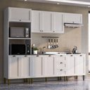 Ver imagem 1 de Cozinha Compacta Modulada 5 Peças 11 Portas 3 Gavetas 260cm Provençal Branco - Mademovel