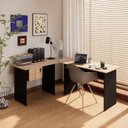 Ver imagem 1 de Conjunto Escritório New City em L com Gaveteiro 180 cm Calvi/Preto Gebb Work