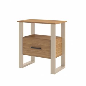Mesa de Cabeceira Aracati 1 Gaveta na Cor Freijo com Off White 60cm - 64602