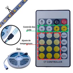 Fita de Led 5025 Dimerizável com 3 Cores de Luz (frio, Quente e Morno) de 5m de 12v com Controle Rem - 2
