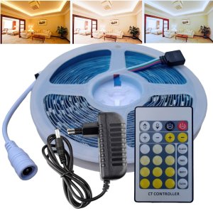 Fita de Led 5025 Dimerizável com 3 Cores de Luz (frio, Quente e Morno) de 5m de 12v com Controle Rem