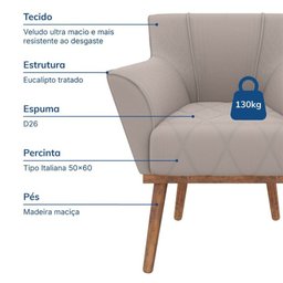 Poltrona Decorativa Dubai em Veludo Just Time - 2