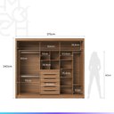 Ver imagem 6 de Guarda-roupa Casal 3 Portas de Correr 6 Gavetas Montclair 275 Cm - Canella C/ Off White Fosco