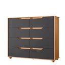 Ver imagem 3 de Guarda Roupa Solteiro com Cômoda Vivacce 4 Portas de Bater com Espelho 8 Gavetas MDP Titânio