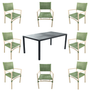 Ver imagem 1 de Conjunto Mesa Retangular 1,80 M x 1 M Alumínio 8 Cadeiras Monique com Braço Fabricação Própria conju