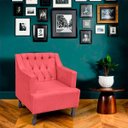 Ver imagem 2 de Kit 2 Poltronas para Sala de Estar Clássica Confortável e Reforçada Suede Elizabeth:rosa