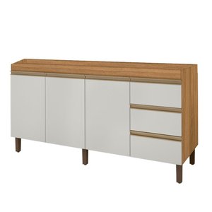 Balcão Gabinete para Pia Karen 159cm sem Tampo 3 Portas Nature Off White - Abmaza Peternella
