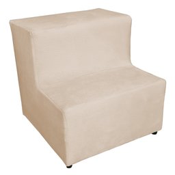 Kit Maca Estética Capitonê com Mocho e Escadinha Bege Slk Decor Reta - 4