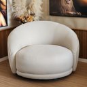 Ver imagem 6 de Poltrona Giratória Ayla, com Almofadas, Redonda, Estilo Organico em Linho - Larbelle