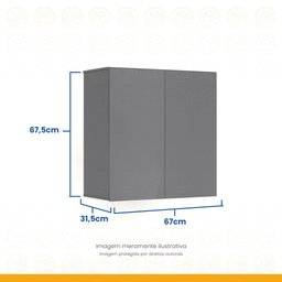 Armário Aéreo 2 Portas Ej Móveis - 3