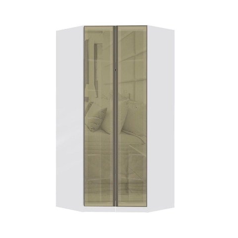 Guarda Roupa Modulado Canto Closet 2 Portas 111,9cm com Vidro Reflecta Bronze Prime Luciane Móveis