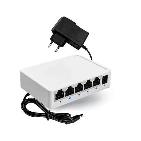 Switch Hub 5 Portas Rj45 Gigabit 10/100/1000mbps Lan com Fonte Bivolt