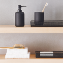 Ver imagem 2 de Kit Lavabo - Porta Sabonete Líquido 17 cm e Porta Copo Escova 10 cm de Cimento Preto Fosco
