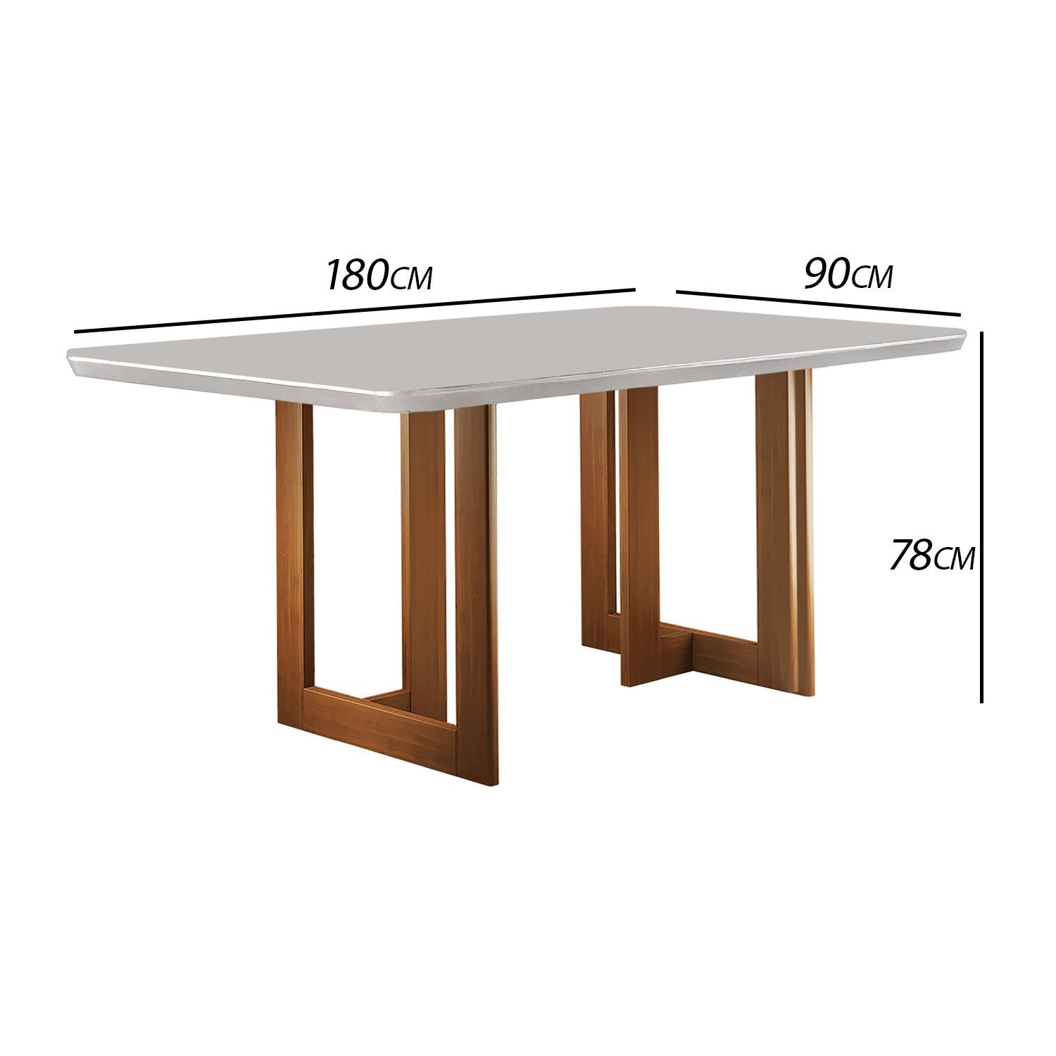 Mesa de Jantar 180x90cm Tampo Madeira/Vidro Vitoria  - 2