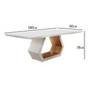 Ver imagem 2 de Mesa de Jantar 180x90cm Tampo Madeira/Vidro Sarah Marrom/Laca Off White/Cinamomo Imbuia