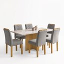 Ver imagem 2 de Conjunto de Mesa de Jantar 6 Lugares 160x80cm Vidro MDF Carol Cinamomo Off White Cinza