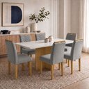 Ver imagem 1 de Conjunto de Mesa de Jantar 6 Lugares 160x80cm Vidro MDF Carol Cinamomo Off White Cinza