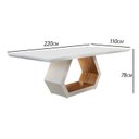 Ver imagem 2 de Mesa de Jantar 220x110cm Tampo Madeira/Vidro Sarah Marrom/Laca Off White/Cinamomo Imbuia