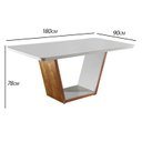 Ver imagem 2 de Mesa de Jantar 180x90cm Tampo Madeira/Vidro Medelim Marrom/Cinamomo Imbuia/Laca Offwhite