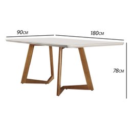 Mesa de Jantar 180x90cm Tampo Madeira/Vidro Safira Marrom/Imbuia/Laca Offwhite - 2 Mesa de Jantar 180x90cm Tampo Madeira/Vidro Safira Marrom/Imbuia/Laca Offwhite - 2