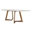 Ver imagem 1 de Mesa de Jantar 180x90cm Tampo Madeira/Vidro Safira Marrom/Imbuia/Laca Offwhite