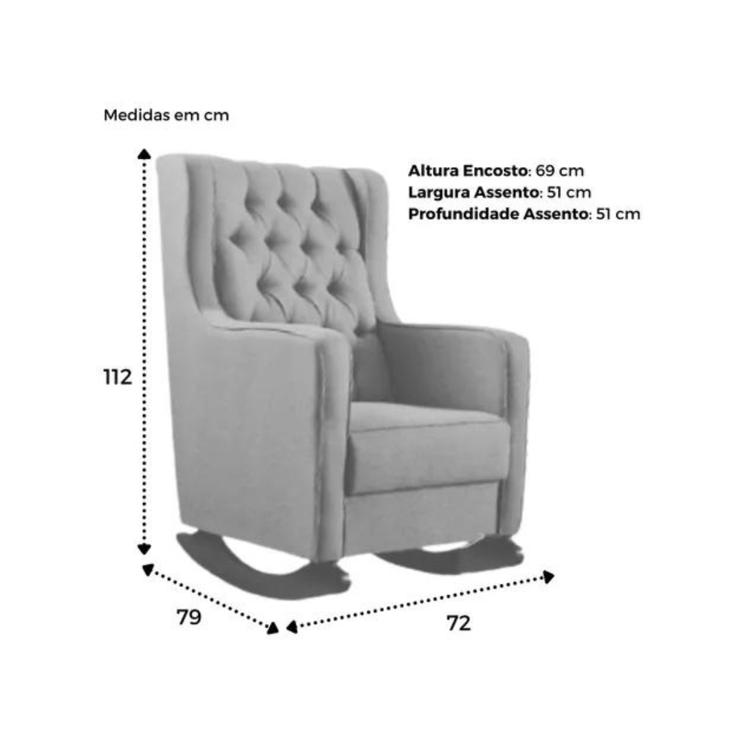 Poltrona Amamentação Balanço com Puff Versão Premium Itália - 4