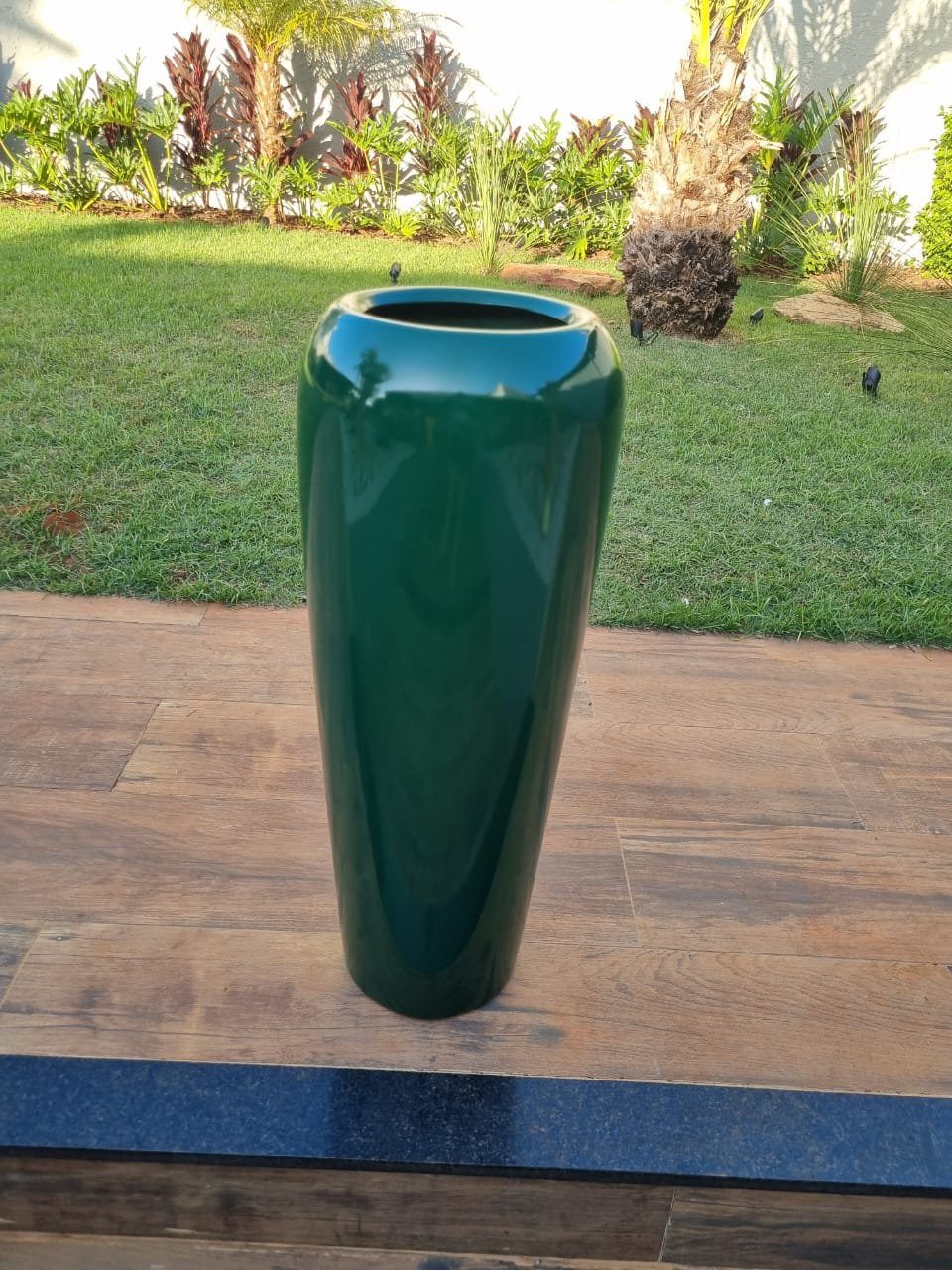 Vaso Vitrificado Fibra De Vidro Estilo Vietnamita 100x35cm Verde