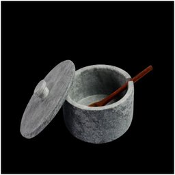 Açucareiro Farinheira Gourmet Pedra Sabão com Colher G 12cm - 1