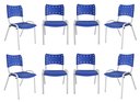 Ver imagem 2 de Kit com 8 Cadeiras Iso para Escola Escritório Comércio Azul Base Branca Ecomhome