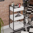 Ver imagem 2 de Carrinho Auxiliar para Salão de Beleza Industrial Liss M24 Branco/preto - Mpozenato