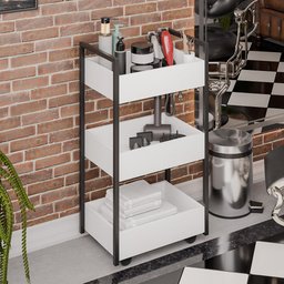 Carrinho Auxiliar para Salão de Beleza Industrial Liss M24 Branco/preto - Mpozenato - 2