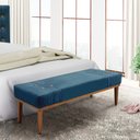 Ver imagem 2 de Divã Recamier Banco Base Madeira para Quarto Gênova 90cm Veludo Azul Marinho S04 - D'Rossi
