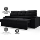Ver imagem 3 de Sofá com Porta Copos Retrátil e Reclinável Tom 2,05m Velosuede - Netsofas - Preto