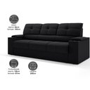 Ver imagem 2 de Sofá com Porta Copos Retrátil e Reclinável Tom 2,05m Velosuede - Netsofas - Preto