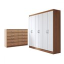 Ver imagem 3 de Guarda-roupa Casal Claire 6 Portas 2 Gavetas com Cômoda 10 Gavetas Demolição/branco - Panorama Móvei