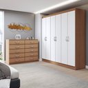 Ver imagem 1 de Guarda-roupa Casal Claire 6 Portas 2 Gavetas com Cômoda 10 Gavetas Demolição/branco - Panorama Móvei