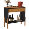 Aparador Luxo 1 Gaveta Buffet 100% Mdf Base de Madeira 90 Cm:preto/nature - 1