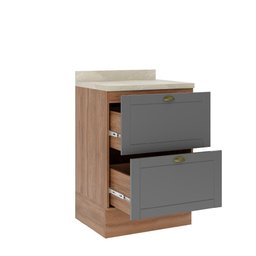 Balcão Bella 2 Gavetas Nog/cinza 60cm Carraro - 3