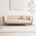 Ver imagem 2 de Sofá 2 Lugares 180cm Salezi com Duas Almofadas Courino Caramelo | Bouclé Suave Off White - Sallar Ho