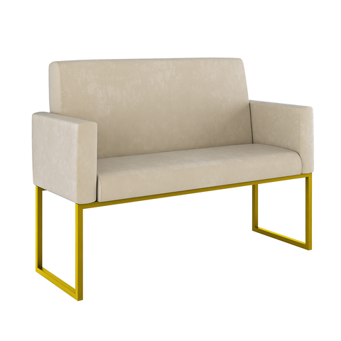 Sofá 2 Lugares para Recepção com Base de Ferro Reforçada Cor:bege