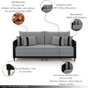Ver imagem 3 de Sofá Montecarlo 3 Lugares 232cm Veludo/pu Cinza/preto
